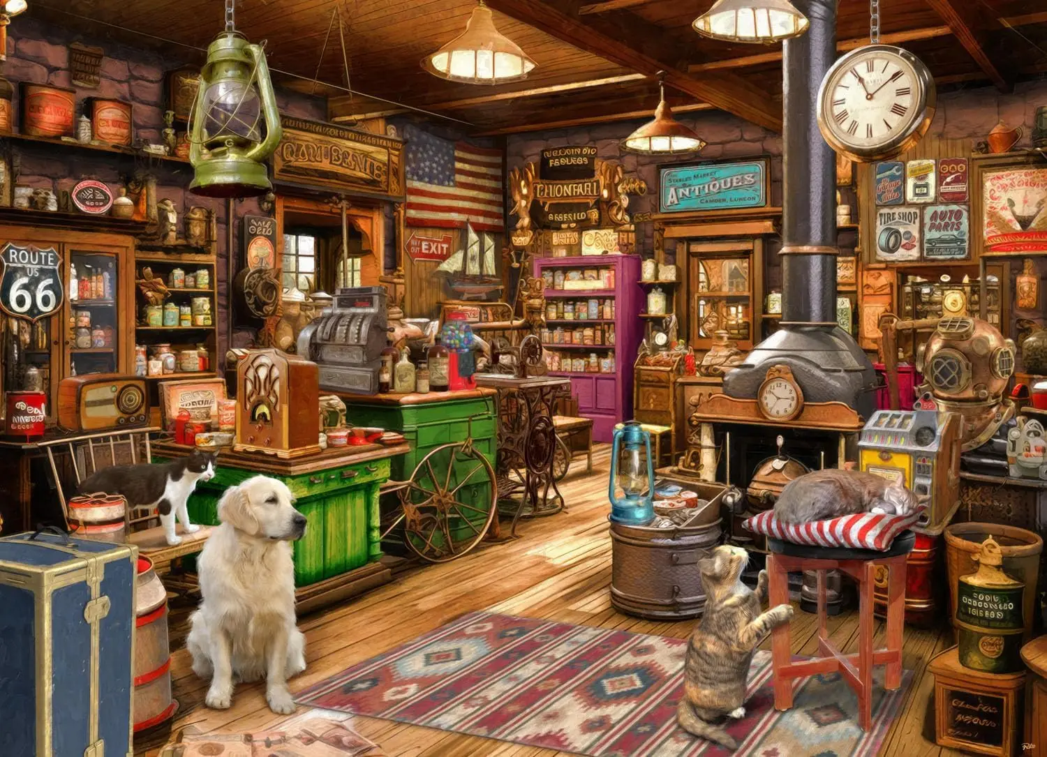 Vintage Collectible Shop - Vintage Antiquitätenladen Holzpuzzle 520 Teile Studierzimmer