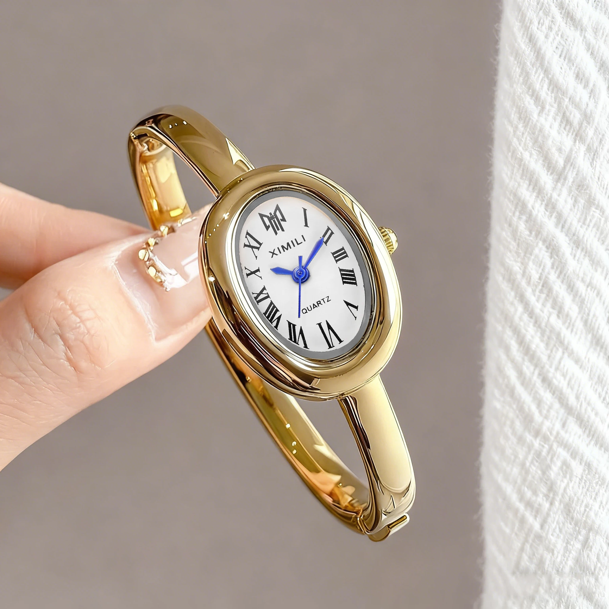 Vintage Watch Crystal - 2026XIMILI Vintage Ovale Armreif-Uhr für Damen,